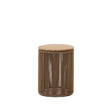 Couchtisch Dandara aus Stahl, beigem Flechtwerk und massivem Akazienholz Ø40 cm FSC 100% - ZEN ZONE Furniture