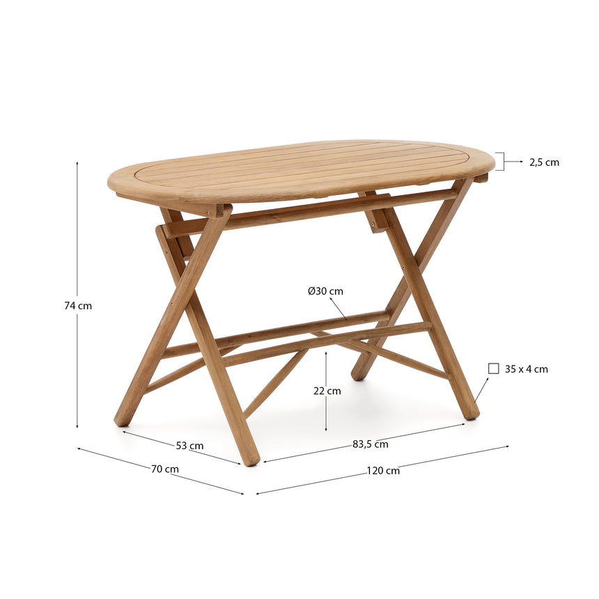 Klapptisch Dandara aus massivem Akazienholz in Naturoptik Ø 120 x 60 cm FSC 100% - ZEN ZONE Furniture