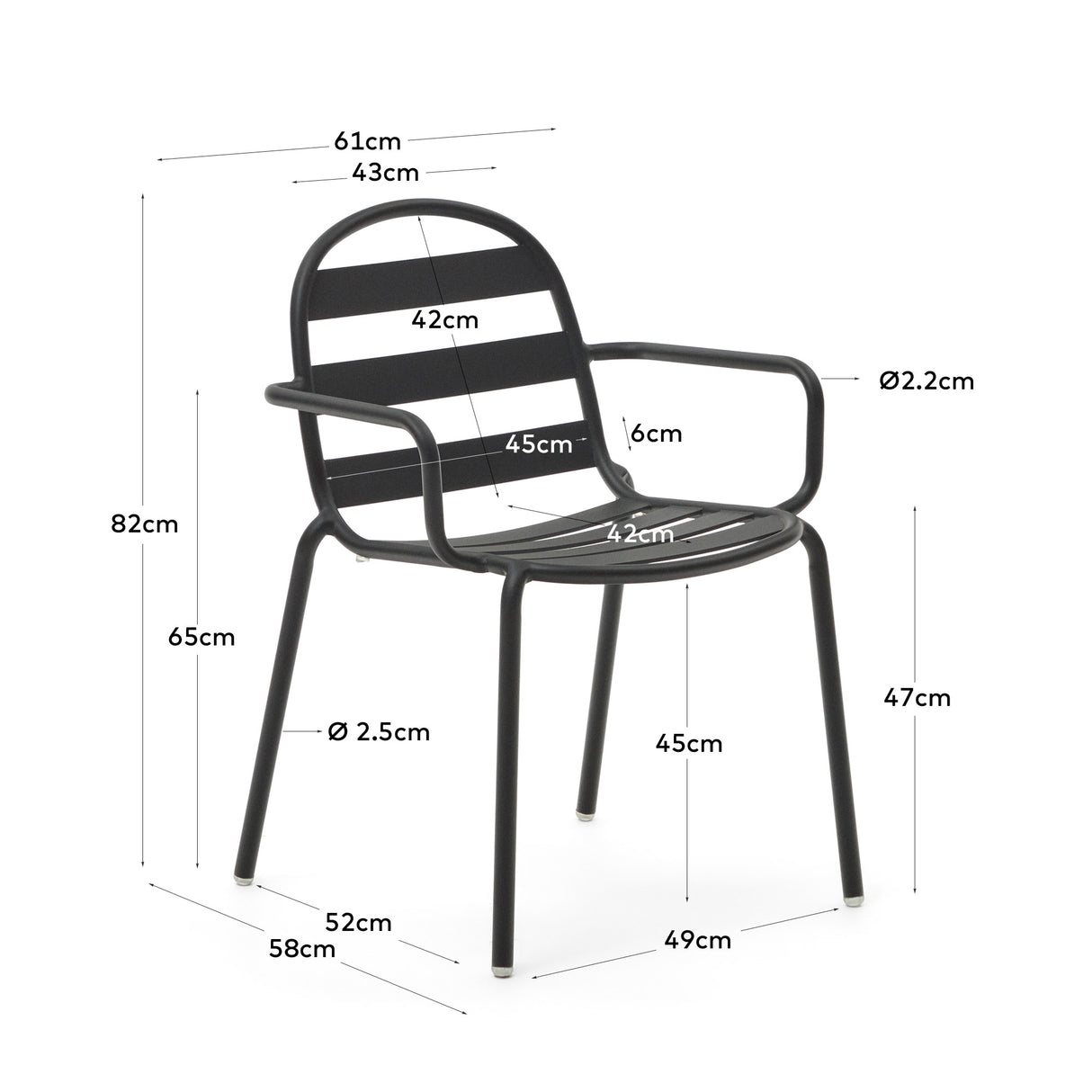 Joncols stapelbarer Gartenstuhl aus Aluminium mit Finish in Grau - ZEN ZONE Furniture