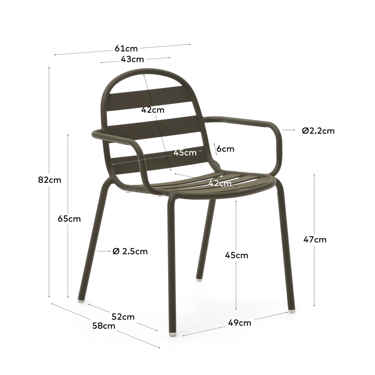 Joncols stapelbarer Gartenstuhl aus Aluminium mit Finish in Grün - ZEN ZONE