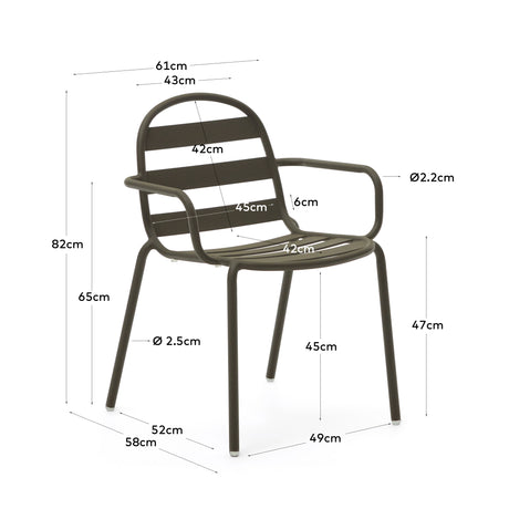 Joncols stapelbarer Gartenstuhl aus Aluminium mit Finish in Grün - ZEN ZONE