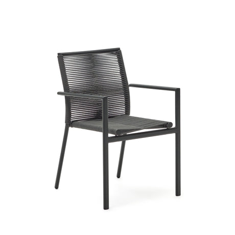 Culip stapelbarer Gartenstuhl aus Seil und Aluminium in Grau - ZEN ZONE Furniture