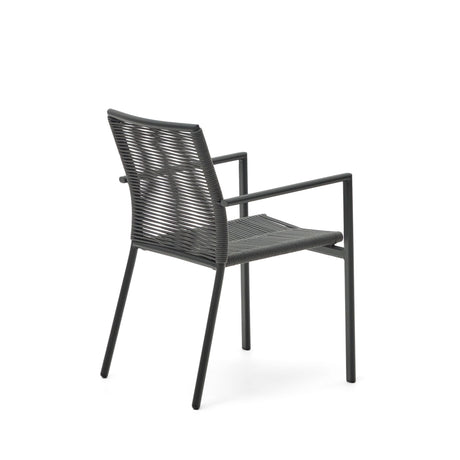 Culip stapelbarer Gartenstuhl aus Seil und Aluminium in Grau - ZEN ZONE Furniture