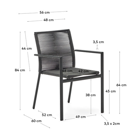 Culip stapelbarer Gartenstuhl aus Seil und Aluminium in Grau - ZEN ZONE Furniture