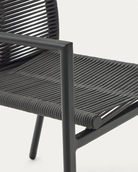 Culip stapelbarer Gartenstuhl aus Seil und Aluminium in Grau - ZEN ZONE Furniture