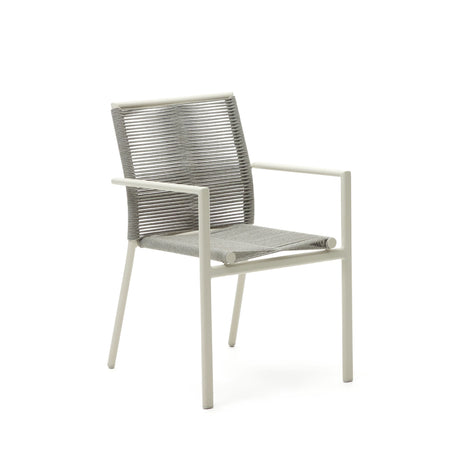 Culip stapelbarer Gartenstuhl aus Seil und Aluminium in Weiß - ZEN ZONE Furniture