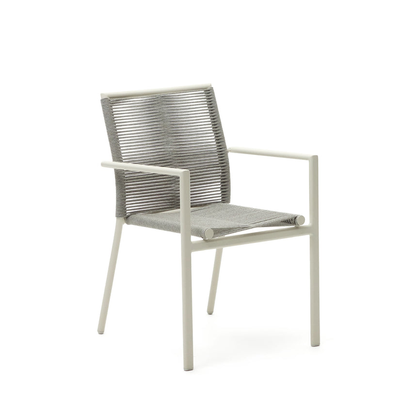 Culip stapelbarer Gartenstuhl aus Seil und Aluminium in Weiß - ZEN ZONE Furniture
