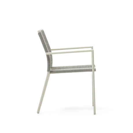 Culip stapelbarer Gartenstuhl aus Seil und Aluminium in Weiß - ZEN ZONE Furniture