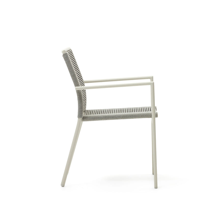 Culip stapelbarer Gartenstuhl aus Seil und Aluminium in Weiß - ZEN ZONE Furniture