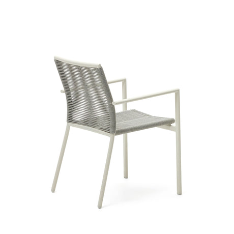 Culip stapelbarer Gartenstuhl aus Seil und Aluminium in Weiß - ZEN ZONE Furniture