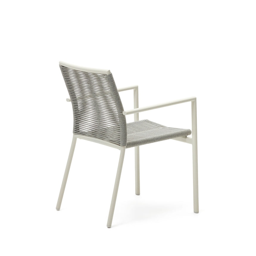 Culip stapelbarer Gartenstuhl aus Seil und Aluminium in Weiß - ZEN ZONE Furniture