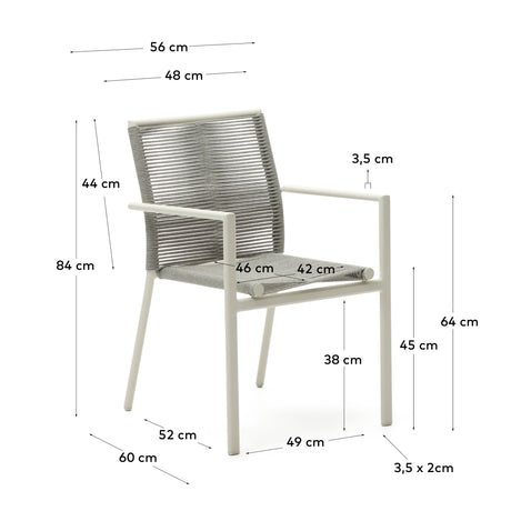Culip stapelbarer Gartenstuhl aus Seil und Aluminium in Weiß - ZEN ZONE Furniture