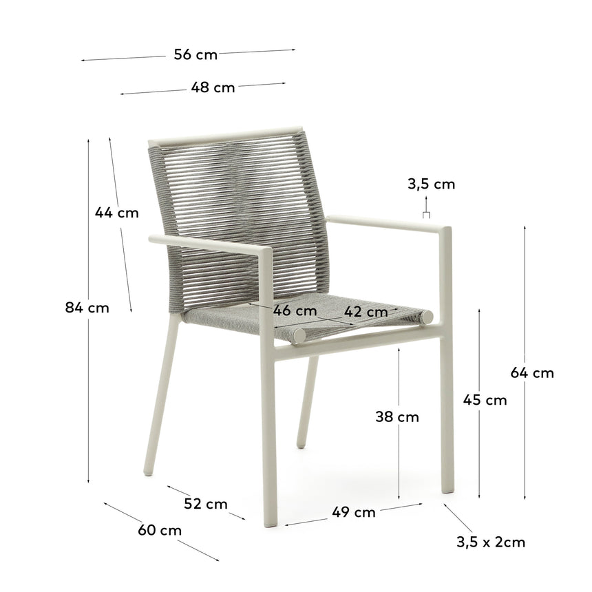 Culip stapelbarer Gartenstuhl aus Seil und Aluminium in Weiß - ZEN ZONE Furniture