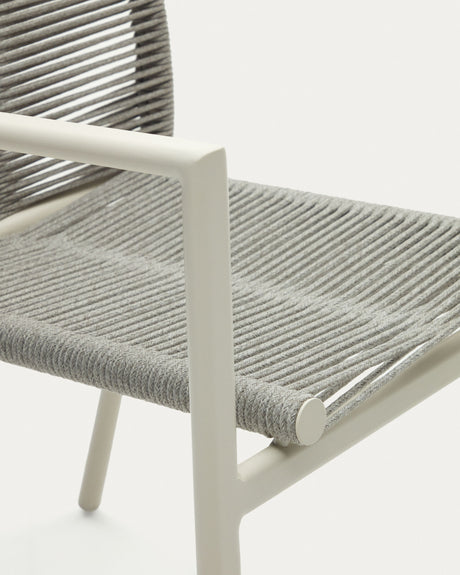 Culip stapelbarer Gartenstuhl aus Seil und Aluminium in Weiß - ZEN ZONE Furniture
