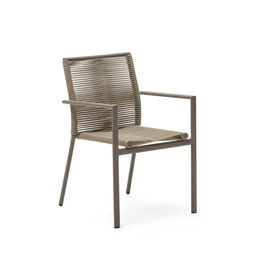 Culip stapelbarer Gartenstuhl aus Seil und Aluminium in Braun - ZEN ZONE Furniture