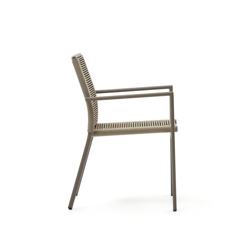 Culip stapelbarer Gartenstuhl aus Seil und Aluminium in Braun - ZEN ZONE Furniture