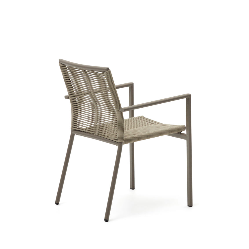 Culip stapelbarer Gartenstuhl aus Seil und Aluminium in Braun - ZEN ZONE Furniture