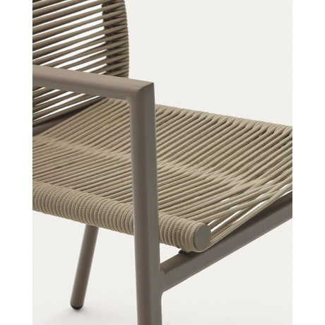 Stapelbarer Gartenstuhl Culip aus Seil und Aluminium in Braun - ZEN ZONE