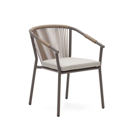 Xelida stapelbarer Gartenstuhl aus Aluminium und Seil braun - ZEN ZONE Furniture
