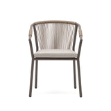 Xelida stapelbarer Gartenstuhl aus Aluminium und Seil braun - ZEN ZONE Furniture