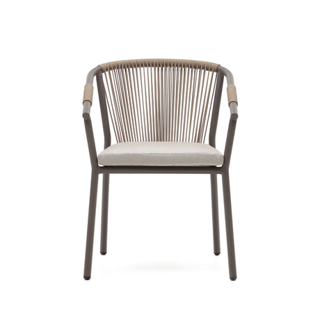 Xelida stapelbarer Gartenstuhl aus Aluminium und Seil braun - ZEN ZONE Furniture