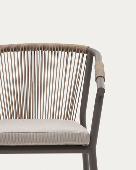Xelida stapelbarer Gartenstuhl aus Aluminium und Seil braun - ZEN ZONE Furniture