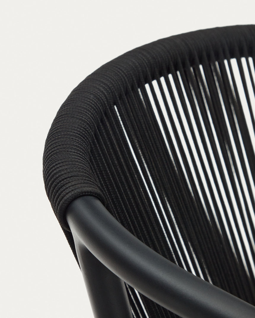 Xelida stapelbarer Gartenstuhl aus Aluminium und Seil schwarz - ZEN ZONE Furniture