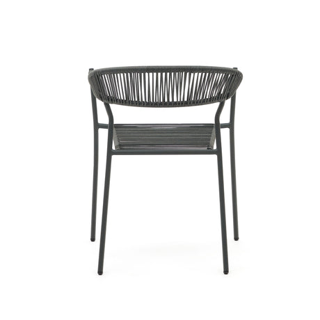 Futadera stapelbarer Gartenstuhl aus Kunststoffseil in Grau und Stahl mit Finish in Grau - ZEN ZONE Furniture