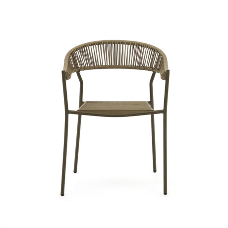 Futadera stapelbarer Gartenstuhl aus Kunststoffseil in Grün und Stahl mit grünem Finish - ZEN ZONE Furniture