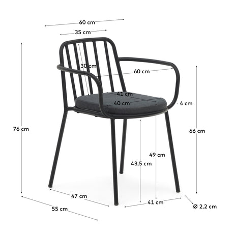 Bramant stapelbarer Stuhl aus Stahl mit schwarzem Finish - ZEN ZONE Furniture