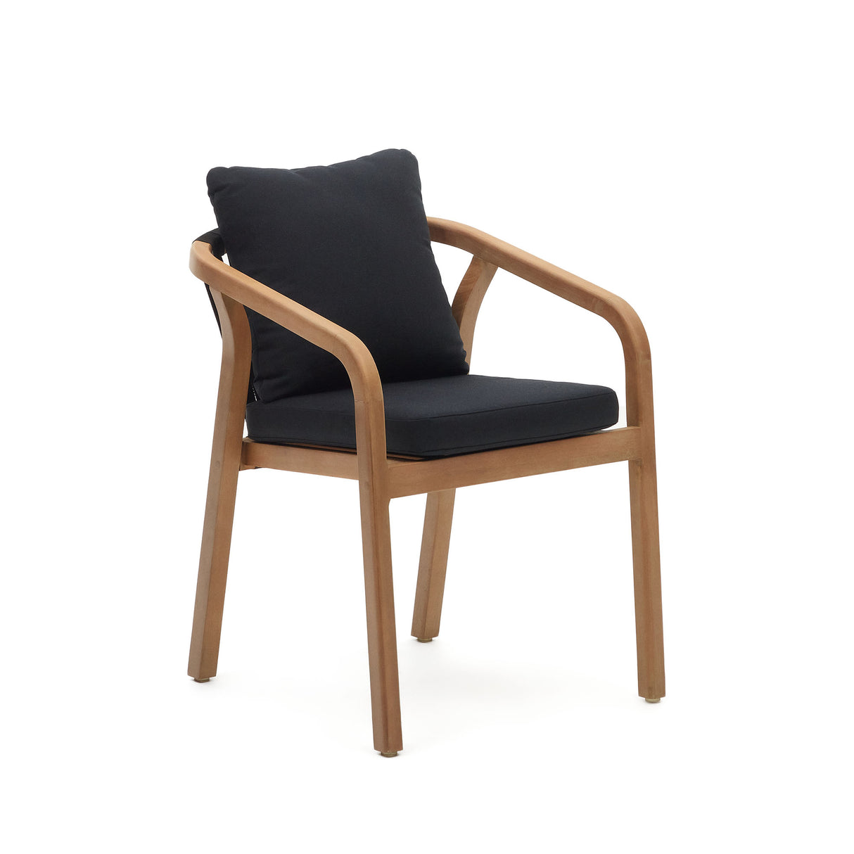 Malaret stapelbarer Stuhl aus massivem Eukalyptusholz und Seil in Schwarz FSC 100% - ZEN ZONE Furniture