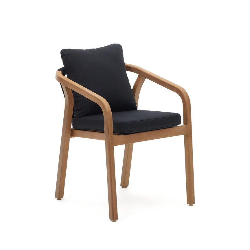 Malaret stapelbarer Stuhl aus massivem Eukalyptusholz und Seil in Schwarz FSC 100% - ZEN ZONE Furniture