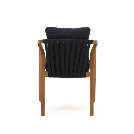 Malaret stapelbarer Stuhl aus massivem Eukalyptusholz und Seil in Schwarz FSC 100% - ZEN ZONE Furniture