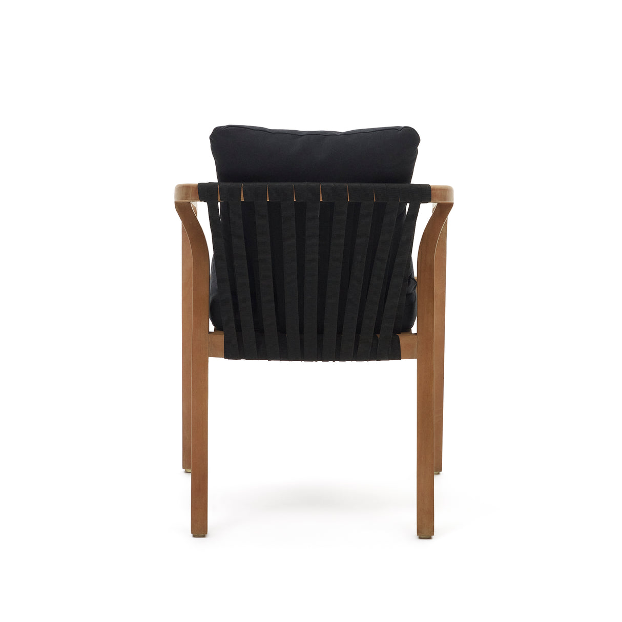Malaret stapelbarer Stuhl aus massivem Eukalyptusholz und Seil in Schwarz FSC 100% - ZEN ZONE Furniture