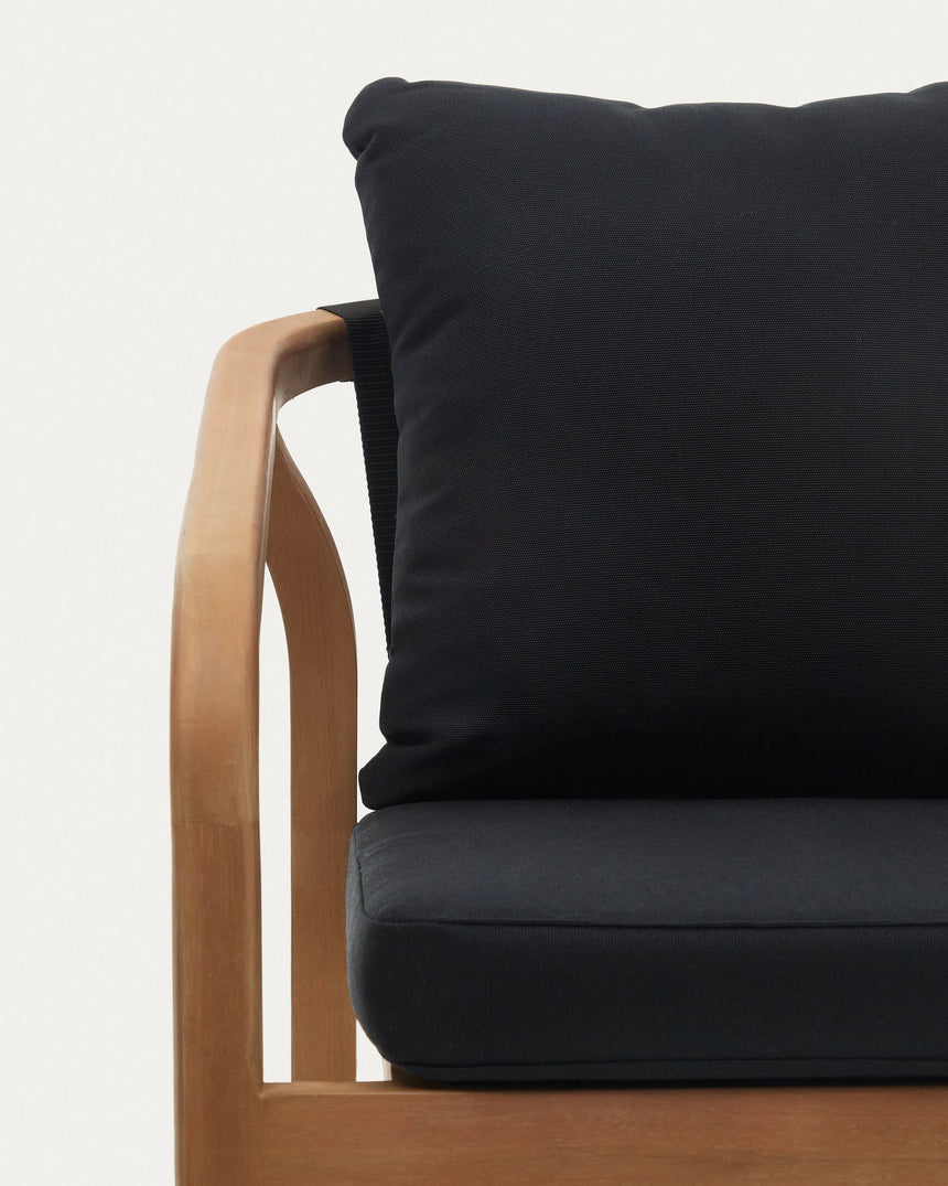 Malaret stapelbarer Stuhl aus massivem Eukalyptusholz und Seil in Schwarz FSC 100% - ZEN ZONE Furniture