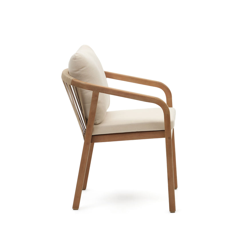 Malaret stapelbarer Stuhl aus massivem Eukalyptusholz und Seil in Beige 100% FSC - ZEN ZONE Furniture
