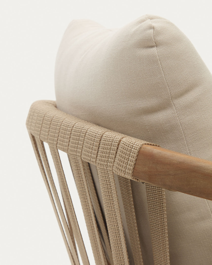 Malaret stapelbarer Stuhl aus massivem Eukalyptusholz und Seil in Beige 100% FSC - ZEN ZONE Furniture