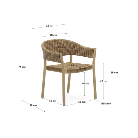 Pola stapelbarer Stuhl 100% Outdoor massiver Eukalyptus 100% FSC Kunstrattan natürliches F - ZEN ZONE Furniture