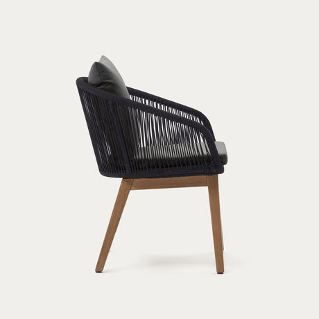 Portalo Stuhl aus Seil in Schwarz und Beinen massives Akazienholz 100% FSC - ZEN ZONE Furniture