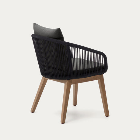 Portalo Stuhl aus Seil in Schwarz und Beinen massives Akazienholz 100% FSC - ZEN ZONE Furniture