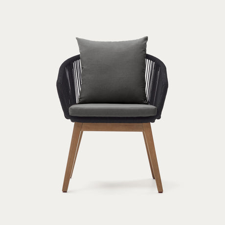 Portalo Stuhl aus Seil in Schwarz und Beinen massives Akazienholz 100% FSC - ZEN ZONE Furniture