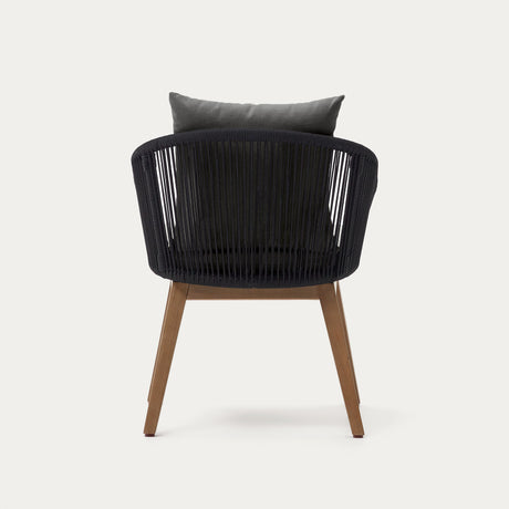 Portalo Stuhl aus Seil in Schwarz und Beinen massives Akazienholz 100% FSC - ZEN ZONE Furniture