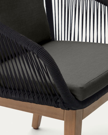 Portalo Stuhl aus Seil in Schwarz und Beinen massives Akazienholz 100% FSC - ZEN ZONE Furniture