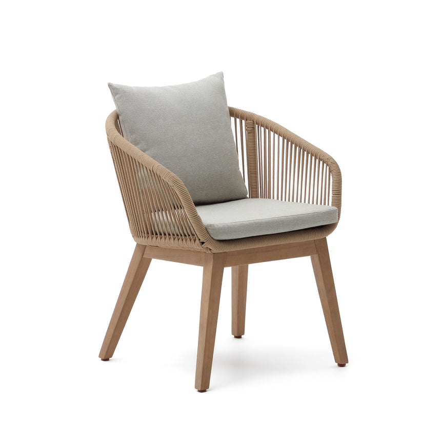 Portalo Stuhl aus Seil in Beige und Beinen massives Akazienholz 100% FSC - ZEN ZONE Furniture
