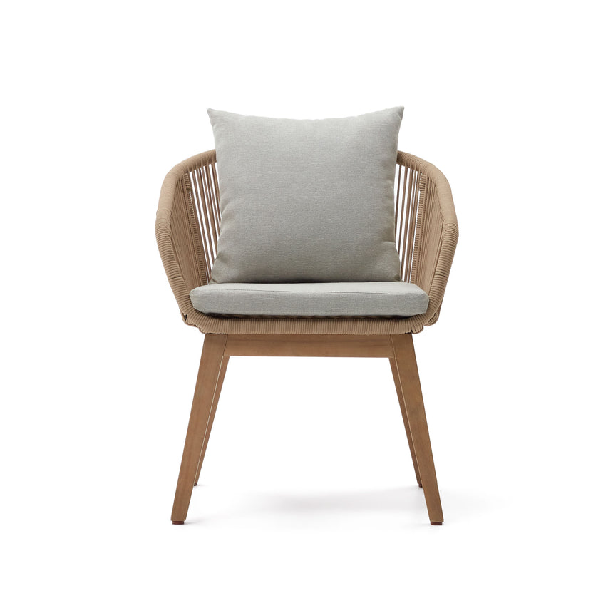 Portalo Stuhl aus Seil in Beige und Beinen massives Akazienholz 100% FSC - ZEN ZONE Furniture