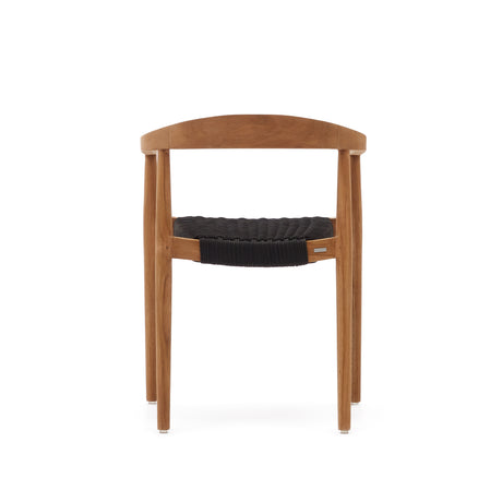 Ydalia stapelbarer Outdoor-Stuhl aus massivem Teakholz natürliches Finish schwarzes Seil - ZEN ZONE Furniture