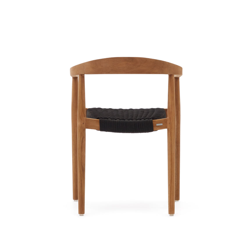 Ydalia stapelbarer Outdoor-Stuhl aus massivem Teakholz natürliches Finish schwarzes Seil - ZEN ZONE Furniture