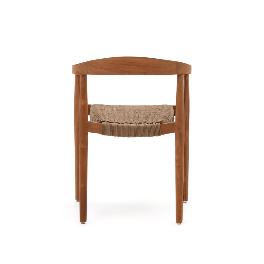 Ydalia stapelbarer Outdoor-Stuhl massives Teakholz natürliches Finish beiges Seil - ZEN ZONE Furniture