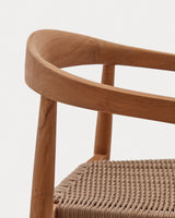 Ydalia stapelbarer Outdoor-Stuhl massives Teakholz natürliches Finish beiges Seil - ZEN ZONE Furniture