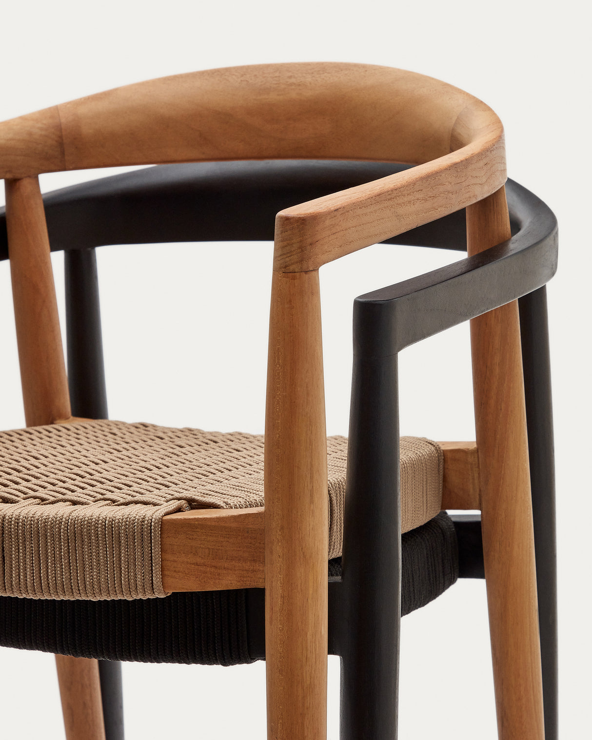 Ydalia stapelbarer Outdoor-Stuhl massives Teakholz natürliches Finish beiges Seil - ZEN ZONE Furniture